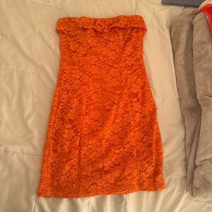Hello Molly Vibrant Orange Strapless Dress